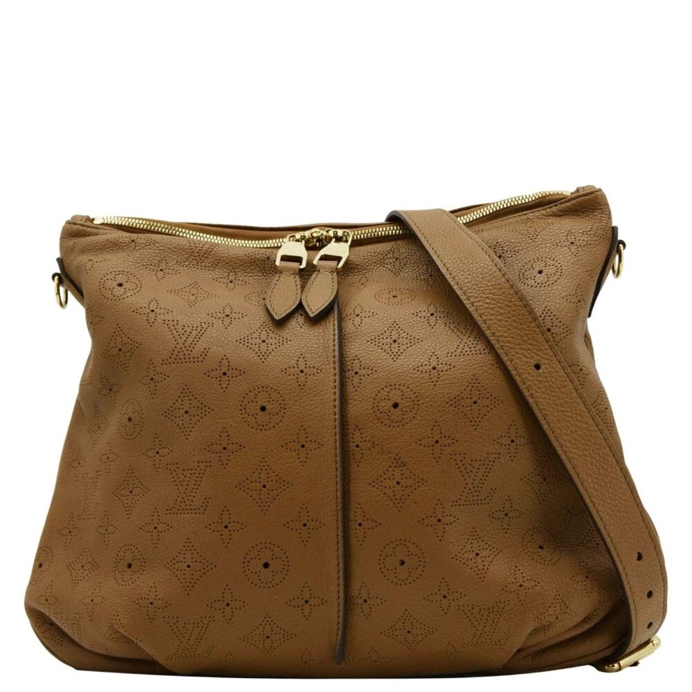 LOUIS VUITTON Selene PM Mahina Leather Tote Shoulder Bag Tan - Picture 1 of 12